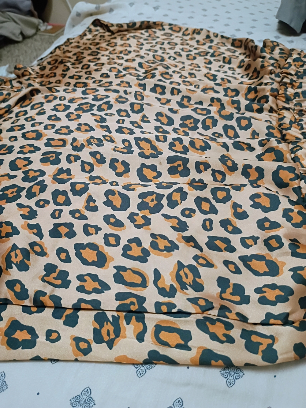 Leopard Print Bedding Sheet - Beige and Dark Green